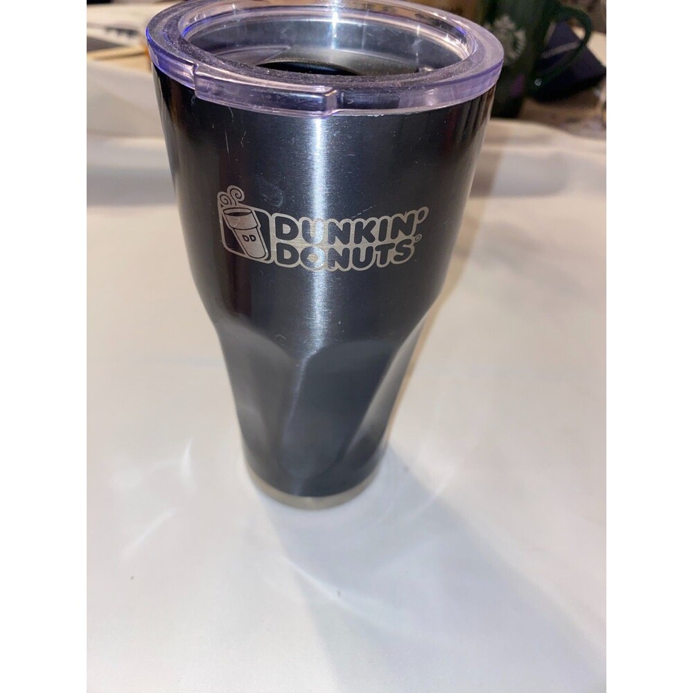 Dunkin Donuts Tumbler Black Travel Mug 16 Oz Stainless Steel Limited Edition